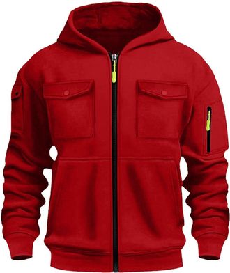 Generic Mens Zip-Up Hoodie with Multiple Pockets - Stylish & Comfortable for Everyday Wear Mens Stylish And Sweatshirts Full Zip Multi Pocket With Chest And A