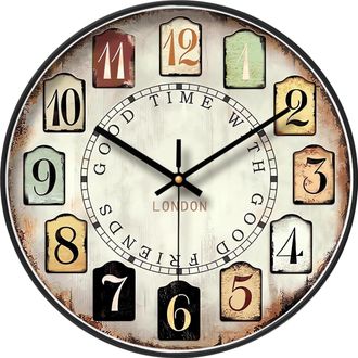 OEM Reloj De Pared Decorativo Vintage Con Grandes N&uacute;meros Ar&aacute;bigos, Reloj De Pared Cl&aacute;sico Retro, Reloj De Pared Para Sala De Estar O Dormitorio