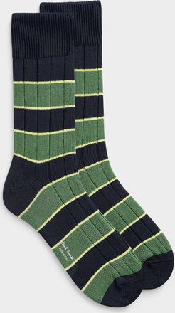 Paul Smith Mens Wide-stripe ribbed dress socks