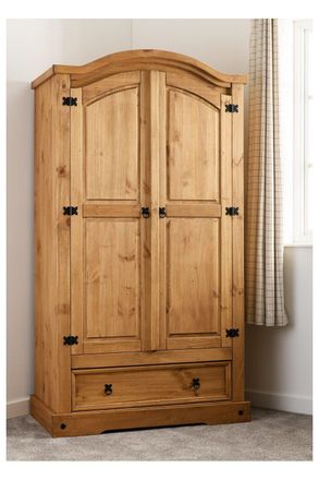 Seconique Corona 2 Door 1 Drawer Wardrobe in Natural