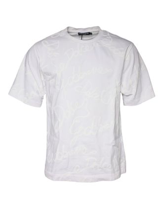 Dolce & Gabbana Mens Logo Tshirt Short Sleeve Crew - White Cotton - Size EU 46 (Mens)