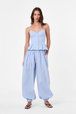 Nicholas Liselle Cotton Pant in Blue Multi Stripe at Nordstrom, Size 10