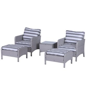 OUTSUNNY 5 Pieces Outdoor Patio Furniture Set Wicker Conversation Set Grey | TJ Hughes