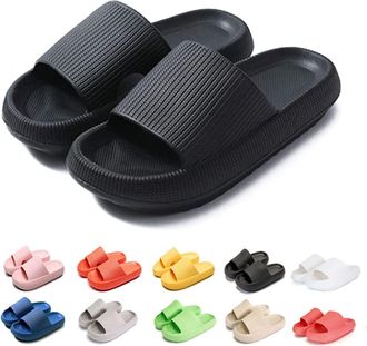 Generic Cloud Sliders Women Men Cozisliders Original Sliders Slippers Pool Summer Bathing Slipper (Black, Adult, Men, 9, Numeric Range, UK Footwear Size Syste