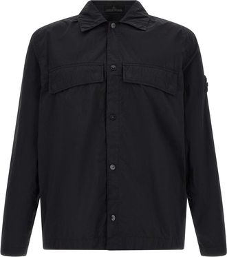 Stone Island Black Solid Regular Overshirt