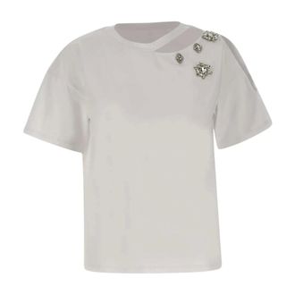 Liu Jo Blouses, female, White, Size: M T-shirt with jewel embellishment