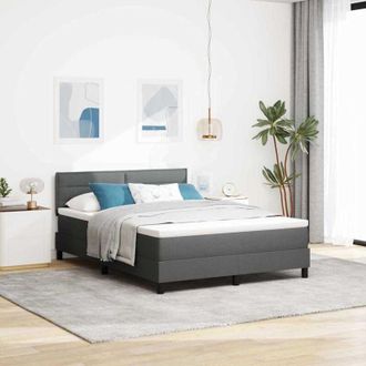 vidaXL Vidaxl Cama Con Somier Con Colch&oacute;n & Led Gris Oscuro 140x190 Cm Tela