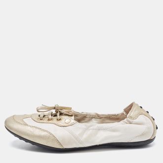 Tod's Tods White/gold Leather Gomma Lace Up Loafers