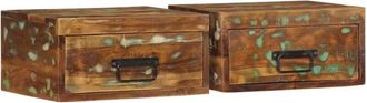 vidaXL Wall-mounted Bedside Cabinets 2 pcs Solid Wood Reclaimed Vidaxl