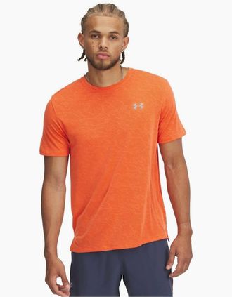 Under Armour Mens Launch Camo Crew Neck Short Sleeve Running T-Shirt - Orange - Size: 34