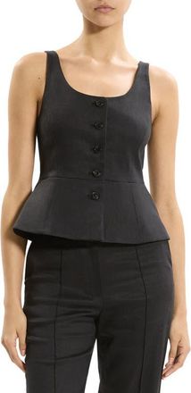 Theory Linen Blend Vest in Black at Nordstrom, Size 10