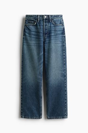 H&M Straight High Waist Ankle Jeans - Denimblau