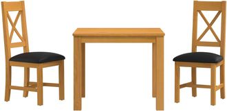 vidaXL Conjunto De Comedor 3 Uds. Negro Madera De Roble S&oacute;lido Vidaxl