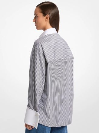 Michael Kors Tyler Oversized Striped Cotton Blend Shirt