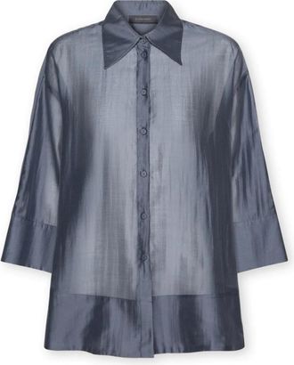 Elena Miro Organza Shirt - Dames - Overhemden - Blauw - 2XL - Organza - Overhemden