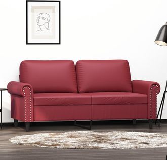 vidaXL Sof&aacute; De 2 Plazas De Cuero Sint&eacute;tico Rojo Vino 140 Cm Vidaxl
