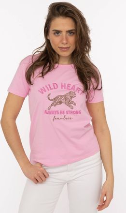 Zwillingsherz Kurzarmshirt ZWILLINGSHERZ, Damen, Gr. XXL, rosa, Web, Obermaterial: 95% Baumwolle, 5% Elasthan, Basic h&uuml;ftlang, Rundhals, gerader Abschluss, Shirts K