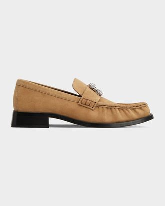 Roger Vivier Viv Suede Strass Loafers