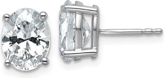 Diamond2Deal 14k White Gold 3 ctw Lab Grown Diamond Oval Stud Earrings