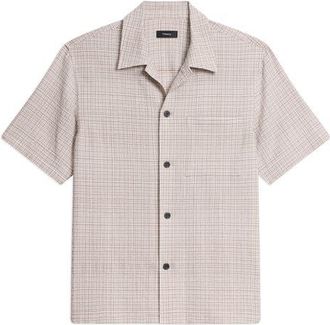 Theory Mini Tex Camp Shirt in Morel Multi at Nordstrom, Size Xx-Large