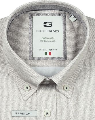 Giordano overhemd beige geprint katoen