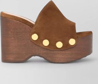 Gianvito Rossi suede leather studded wedge sandals