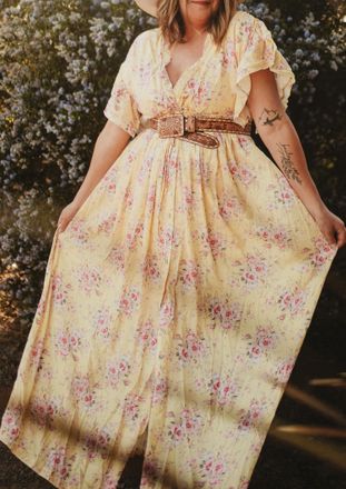 Peach Love California Rayen Maxi Dress In Pale Yellow