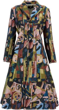 Anrealage Panel Patchwork Jacquard Coat
