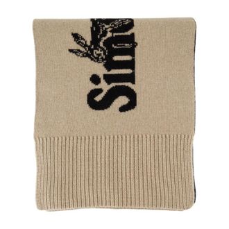 Simone Rocha Beaded Logo Scarf - Beige