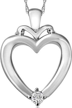 Pompeii3 Solitaire Diamond Heart Pendant in White, Rose or Yellow Gold 1 Tall