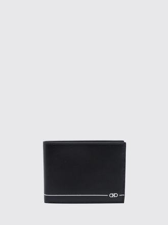 Ferragamo Gancini Logo Bifold Wallet in Hammered Calfskin Leather