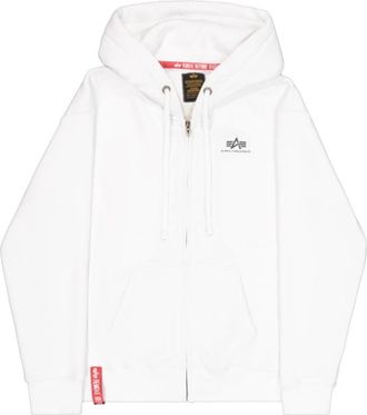 Alpha Industries Basic Small Logo Zip Hoodie - Heren - Vesten met rits - Wit - L - Katoen - Hoodies & sweatvesten