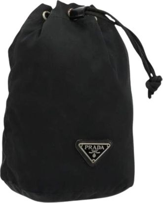 Prada Pre-owned Bucket Bags, female, Black, Size: ONE SIZE Pre-owned Nylon Pouch