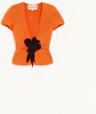 Valentino Giacca In Tulle Illusione Ricamata Donna ARANCIONE/NERO 42