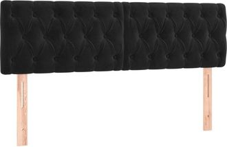 vidaXL Cabecero Con Led De Terciopelo Negro 144x7x78/88 Cm Vidaxl