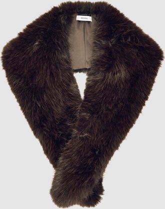 Reiss Chocolate Faux-fur Collar