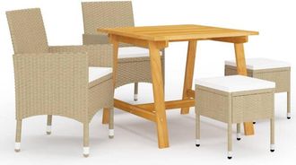 vidaXL Juego De Comedor De Jard&iacute;n De 5 Piezas Beige Vidaxl