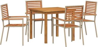 vidaXL Garden Dining Set 5 pcs Beige Poly rattan Vidaxl