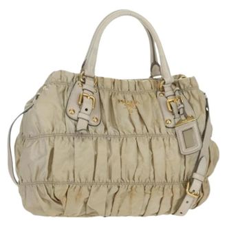 Prada Pre-owned Vintage Nylon Handtas - Dames - Vintage Handtas - Beige - ONE Size - Nylon - Vintage