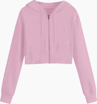 Miso Womens Cropped Hoodie - Pink - Size: 10