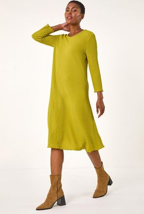 Roman Textured A-Line Stretch Midi Dress