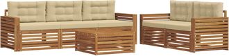 vidaXL Conjunto De Sof&aacute;s De Exterior 6 Uds. Natural Y Beige Vidaxl