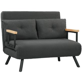 OEM Sof&aacute; Cama Convertible 4 En 1 Sill&oacute;n Cama 2 Plazas Plegable Respaldo Ajustable De 5 Niveles Almohadas 102x73x81cm Gris