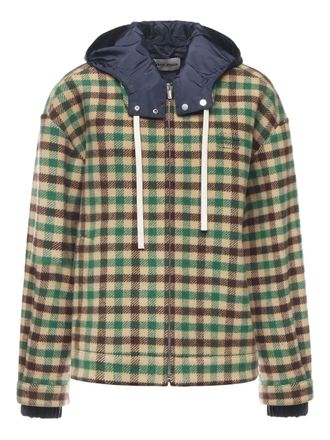 Miu Miu gingham-check hooded jacket - Green