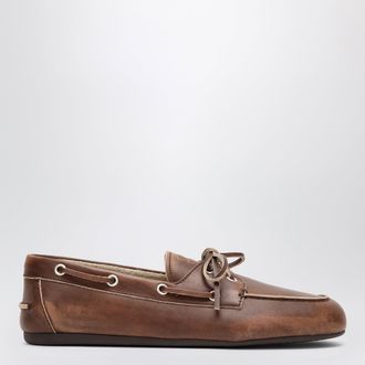 Miu Miu Mocassino marrone bruciato in pelle effetto vintage