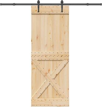 vidaXL Vidaxl - Puerta Corredera Con Herrajes Madera Maciza De Pino 85x210 Cm
