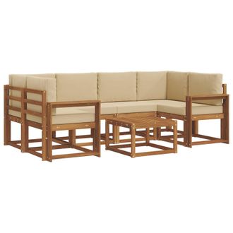 vidaXL Conjunto De Sof&aacute;s De Exterior Con Coj&iacute;n 7 Pcs Natural Y Beige Vidaxl