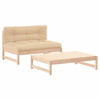vidaXL Juego De Muebles De Jard&iacute;n 2 Piezas Y Cojines Madera Maciza Vidaxl