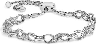 House of Brilliance Silver 1/2 Cttw Diamond Infinity Link Bolo Bracelet in White at Nordstrom