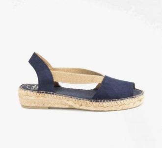 Toni Pons Womens ETNA Ladies Leather Open-Toe Espadrilles Navy - Blue - Size UK 8